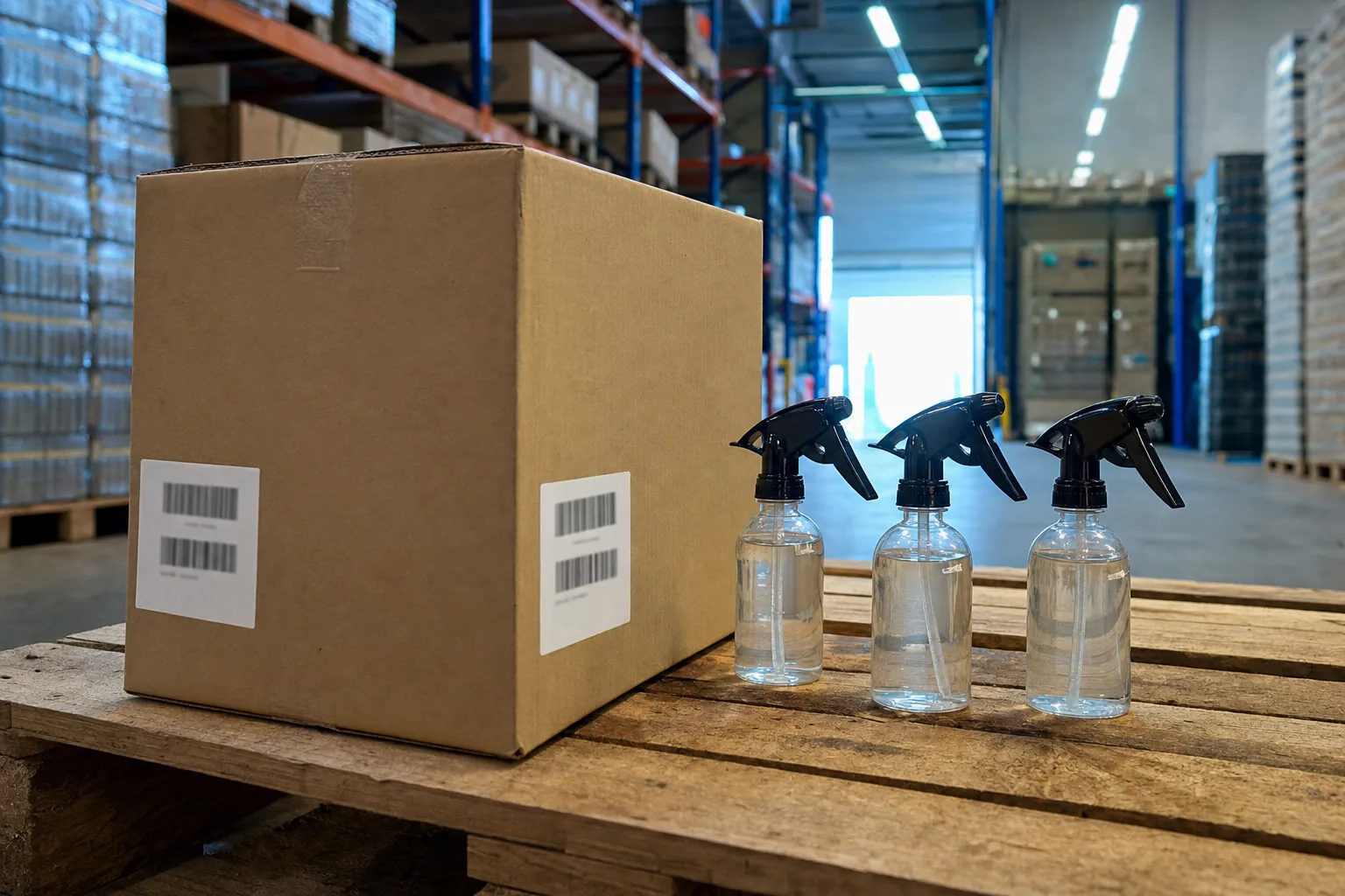 Bultos cerrados y unidades sueltas del mismo producto, sobre un pallet