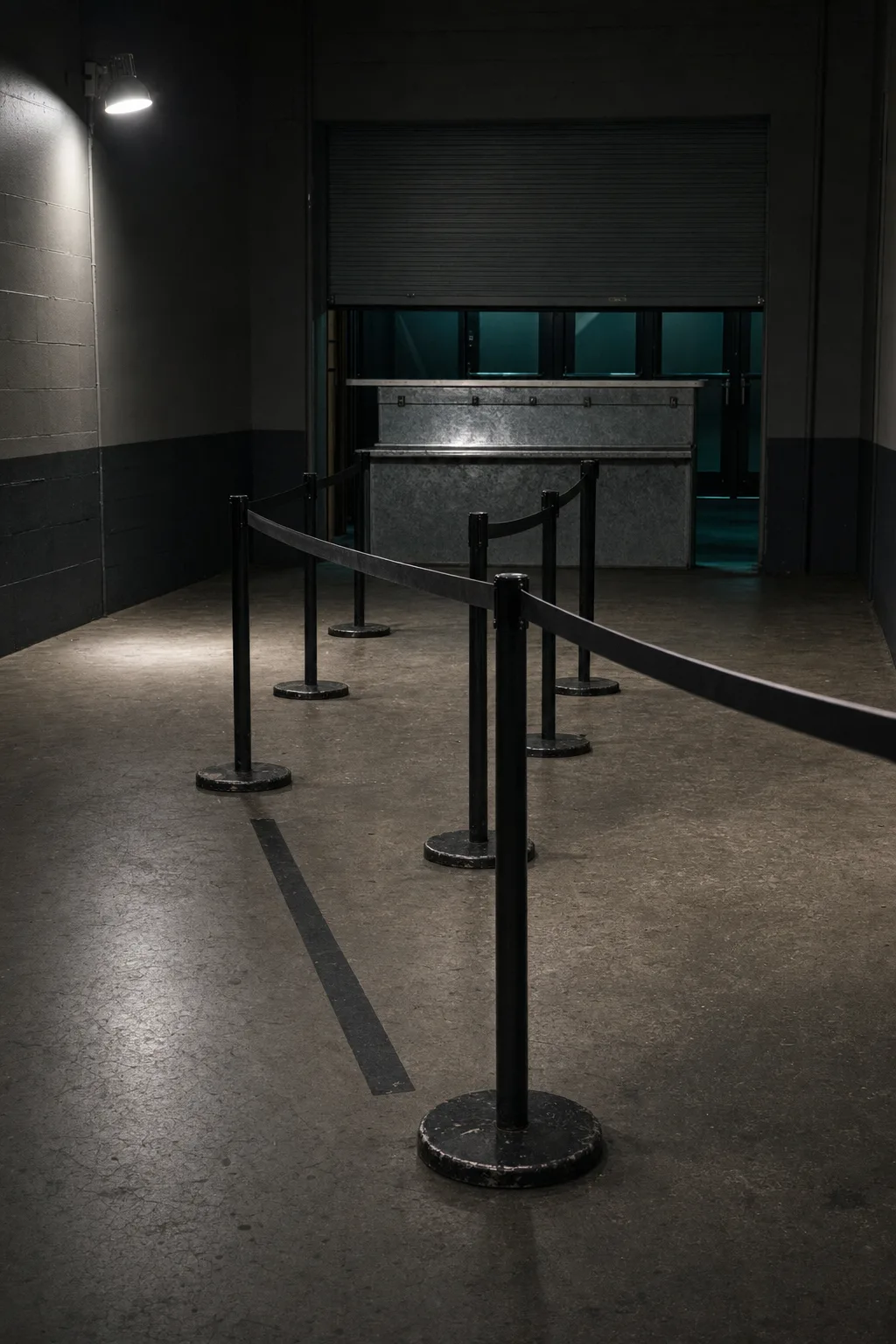 El lobby de una sala iluminado y vacío, minutos antes de abrir las puertas