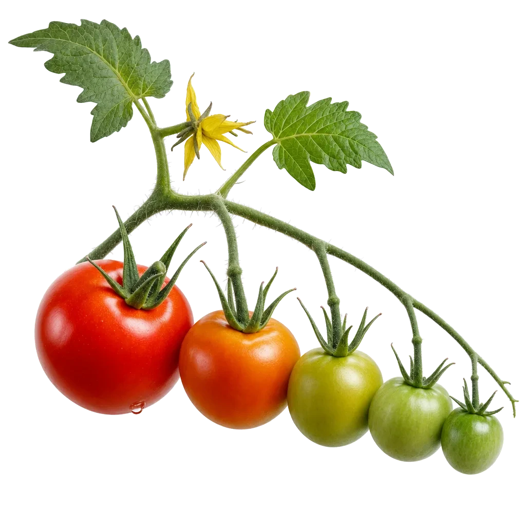 Racimo de tomates madurando en la rama